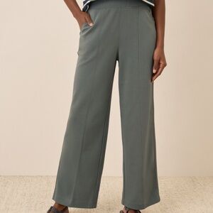 Pact Organic Airplane Pintuck Wide Leg Pant Castor Green